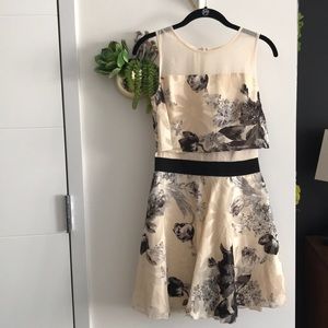 Floral Organza Layered Skater Dress (Size 4)
